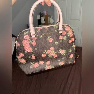 Michael Kors Pink and Brown Floral Satchel
